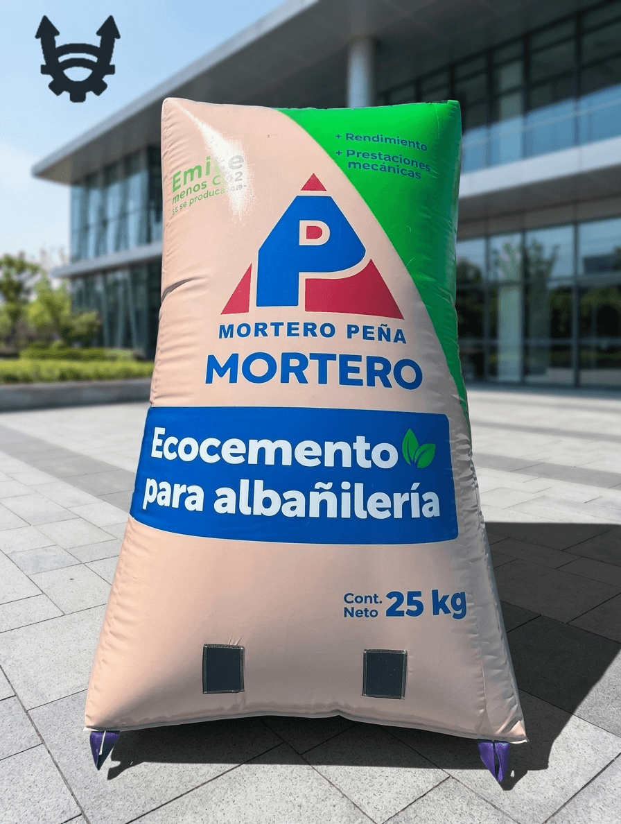 Réplica inflable de saco de cemento Mortero Peña